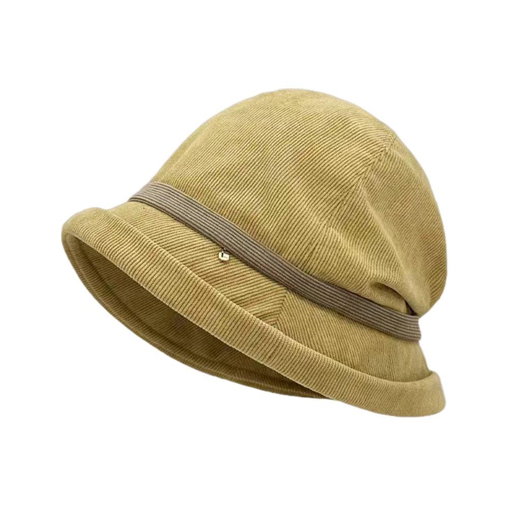 Ear Protection Corduroy Bucket Hat Thicken Beret Hat Casual Warm Cap for Women хаки