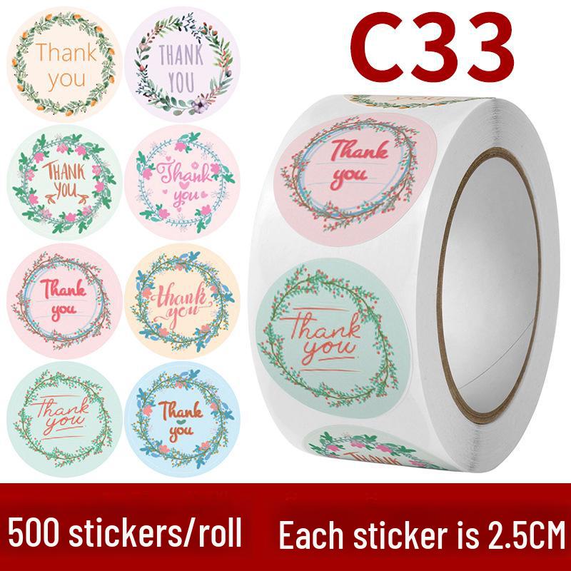 Floral Thank You Stickers: Cute Roll of Wedding Sealing Labels
