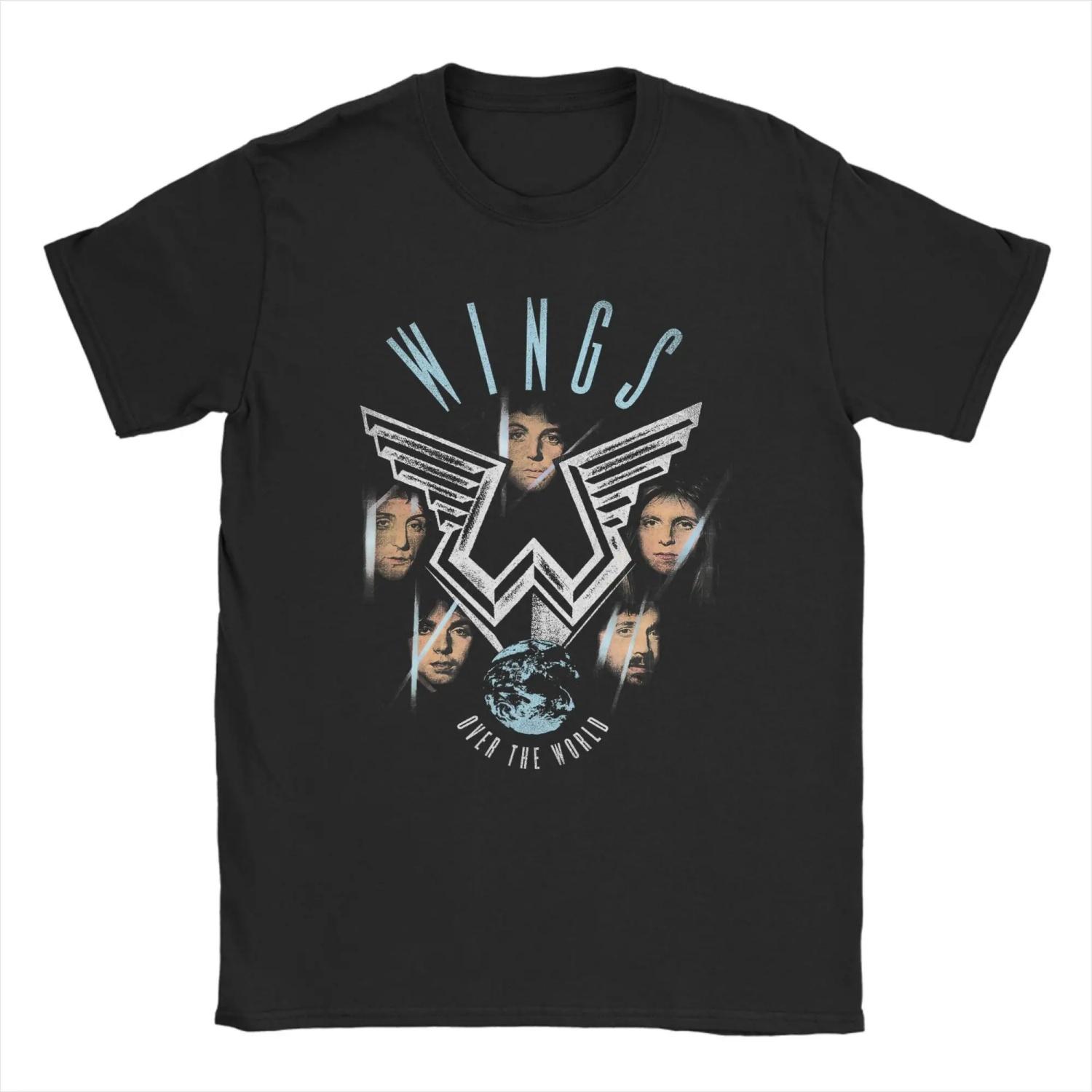 

Paul McCartney _World Wings_ Pattern Printed Men s T-shirt, Casual T-shirt, Short-sleeved Round-neck T-shirt, Cotton Clothing S разноцветный