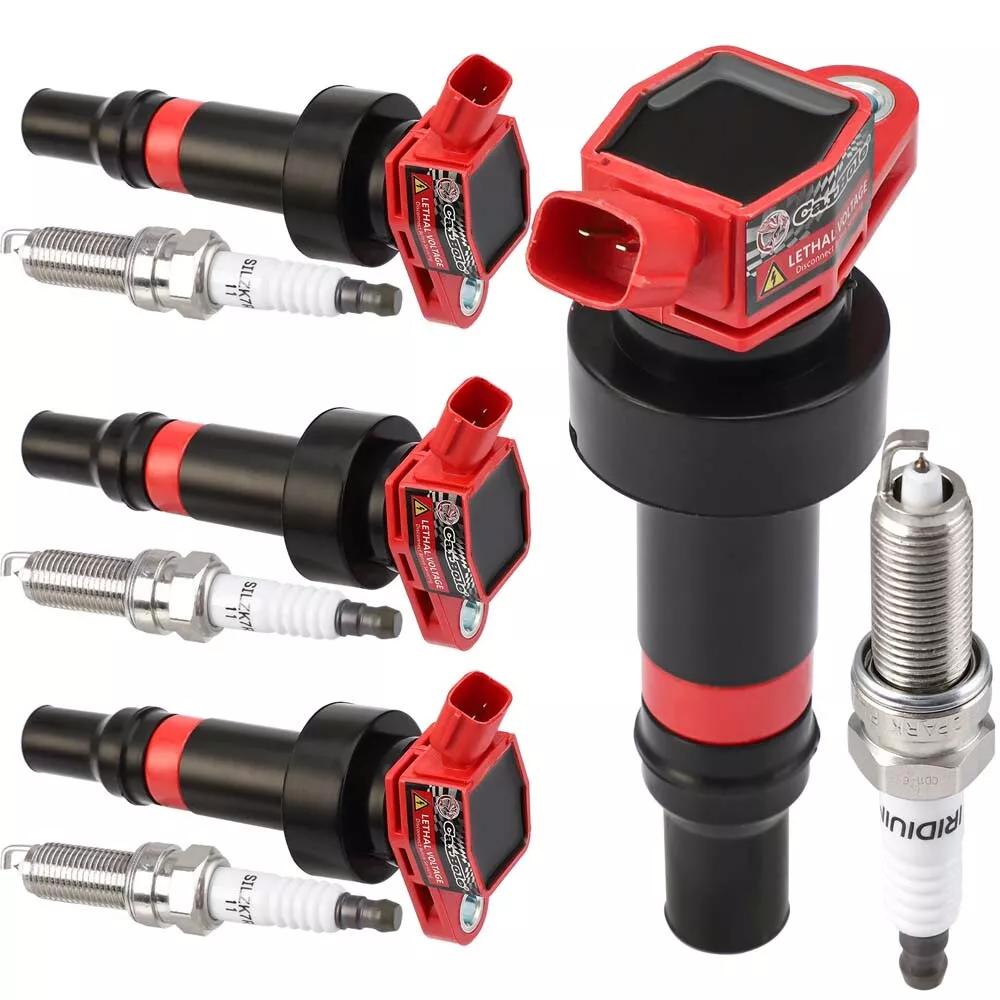 Carbole 4 Pack Ignition Coil + Spark Plug For Kia Rio Soul Hyundai Accent Veloster 1.6L 10202328