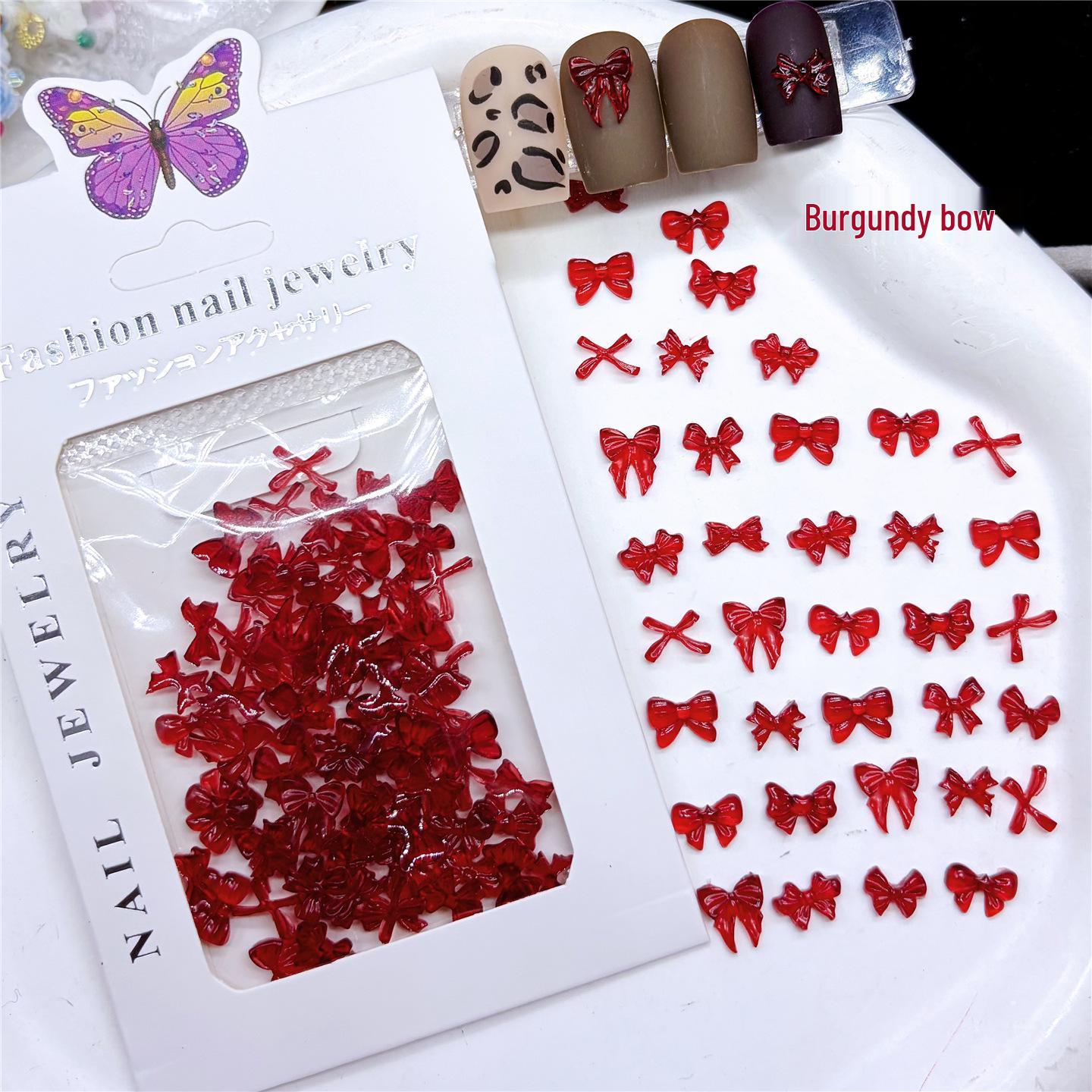 

Ankela Red Bow 3D Resin New Year Nail Art Decorations Around 50 pieces