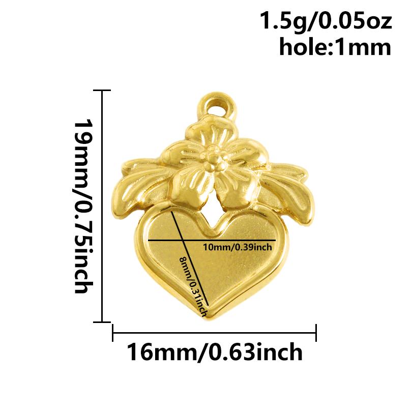 6pcs/Lot High Quality Blank Tray Heart Oval Round Geometric Stainless Steel Charms For Jewelry Making Enamel Stone DIY Pendants