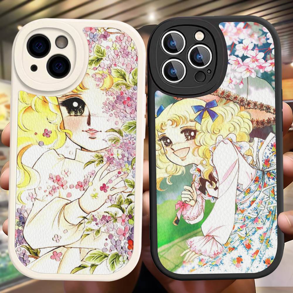 Manga Candy Phone Case For IPhone 16 15 14 13 12 11 Pro Max Plus Leather Soft Cover