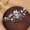 Wedding Crystal Flower Pearl Hair Comb Pin Band Rhinestone Hairpin Headband Tiara For Women Bridal Hair Accessories Jewelry Gift