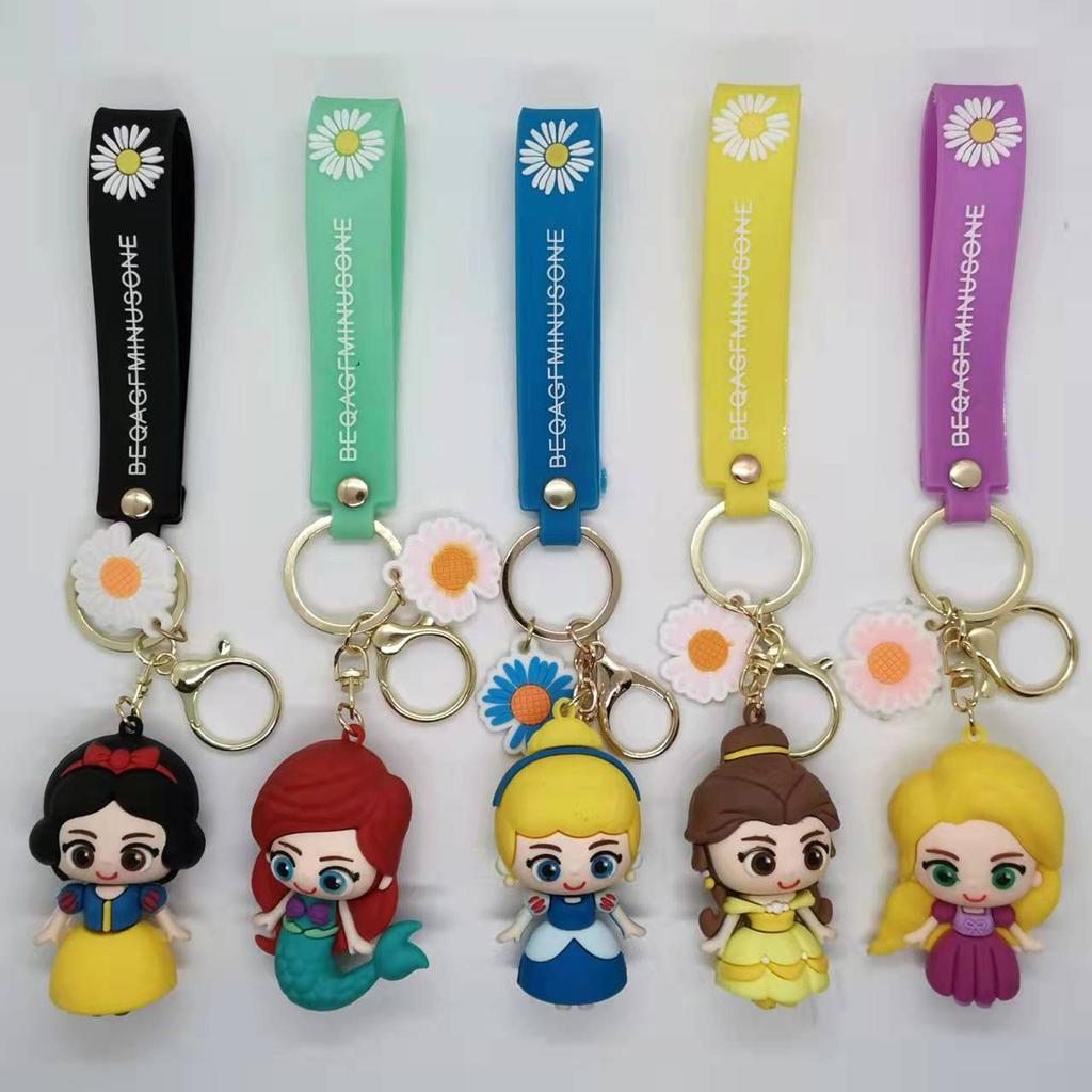 Creative Anime Cartoon Snow White Mermaid Doll Keychain Women's Bag Car Keychain Kawaii Cute Personalized Gifts Y2k Fashion