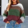 Women's Color Block Cropped Sweaters Winter Trendy Casual  Going Out Striped Pullover Tops
