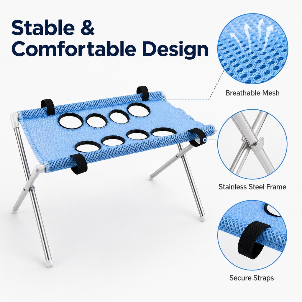 Portable Pet Grooming Table for Cats Small Dogs Foldable Stainless Steel Nail Trimming Hammock Breathable Mesh Home Pet Care