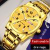 Men's Luminous Dual-Calendar Waterproof Fashion Watch with Alloy Steel Band