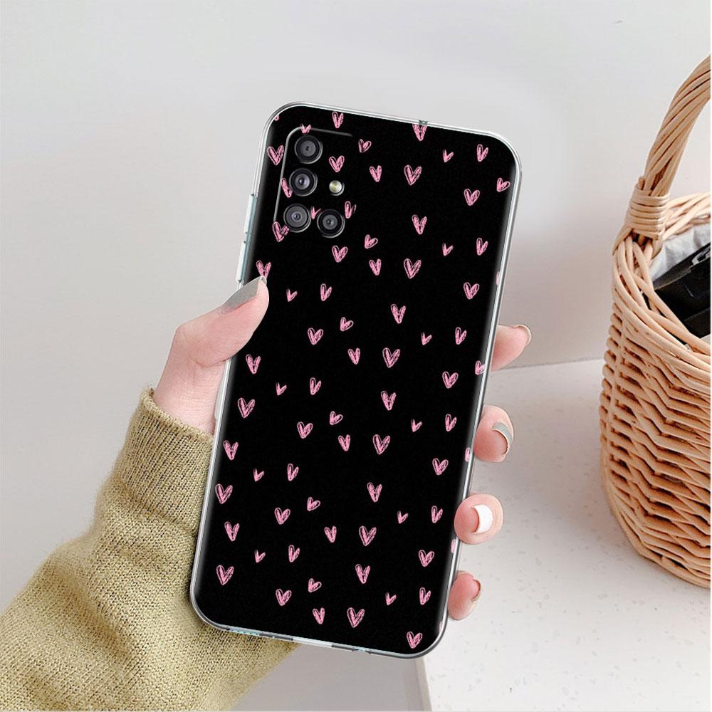 Clear Case For Samsung Galaxy A52 A12 A51 A32 A21s A71 A32 A22 50 A70 A31 A72 5G Phone Cover Cute Love Heart