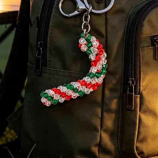 Handcrafted Keychain Handmade Christmas Beaded Keychain, Xmas Tree Wreath Gift Box Bell Key Ring Santa Keyring, Backpack Hanging Decor for Party