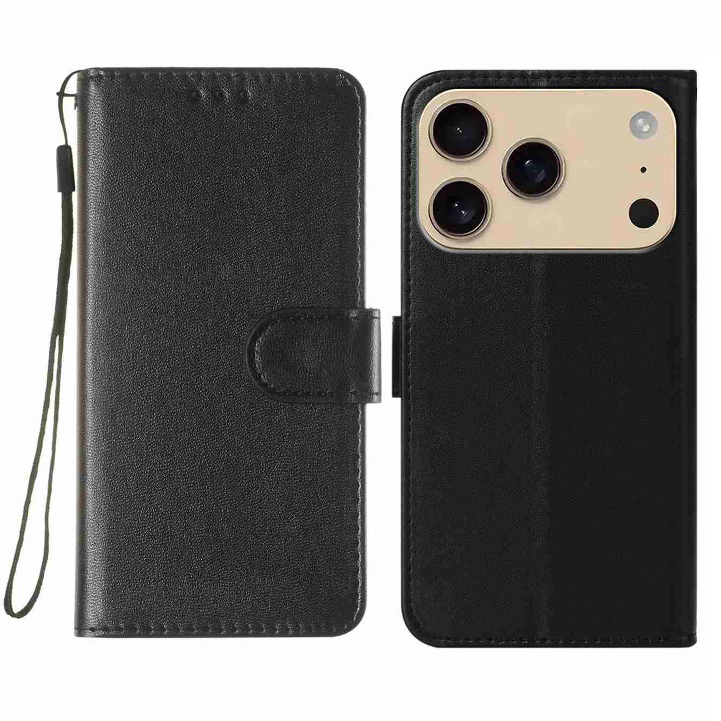 

For iPhone 17 Pro Max Case PU Leather Flip Phone Cover Wallet Card Slot Holder Black