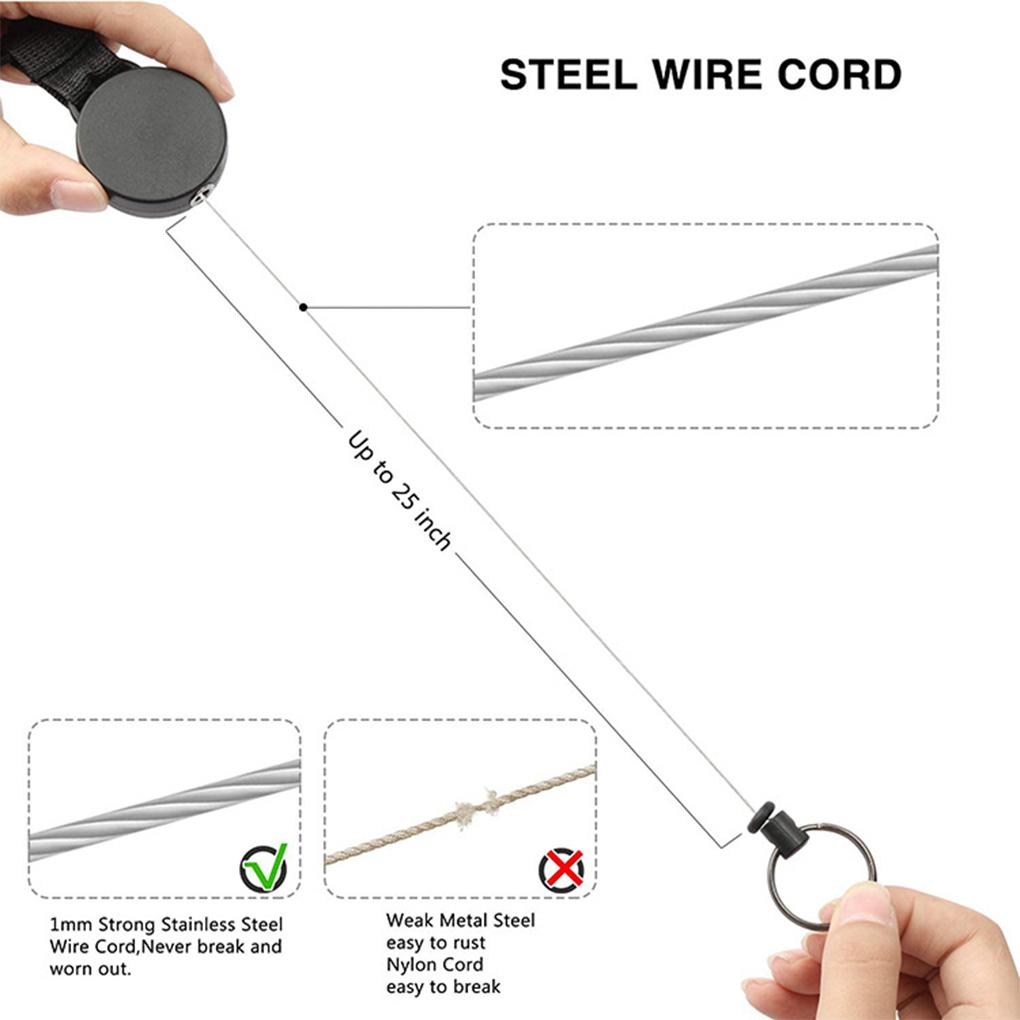 Stationery Holder Name Card Resilience High Retractable Wire Pull Tag Steel Ring Supplies Badge Key Keychain Reel Cord