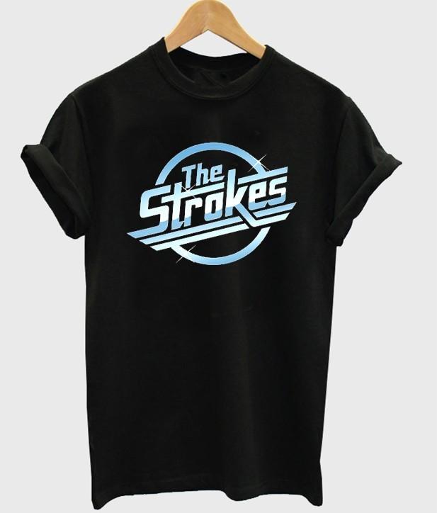 The Strokes Logo Band Short Sleeve Black Full Size Men Tee Shirt TR917