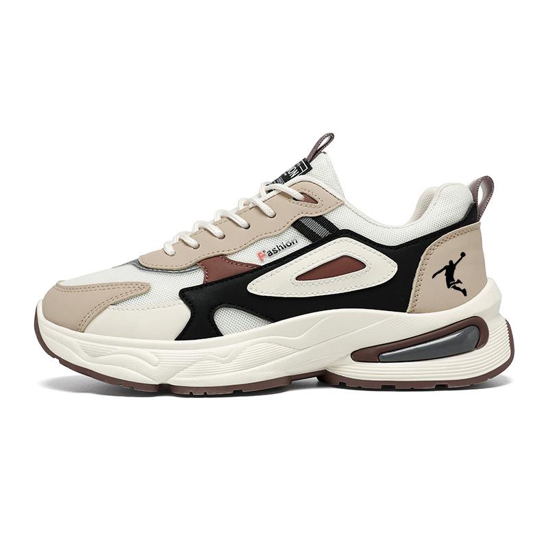 

Мужские дышащие сетчатые кроссовки для папы - Удобные кроссовки для бега и повседневной носки с толстой подошвой и воздушной подушкой для осени. 44 бежевый