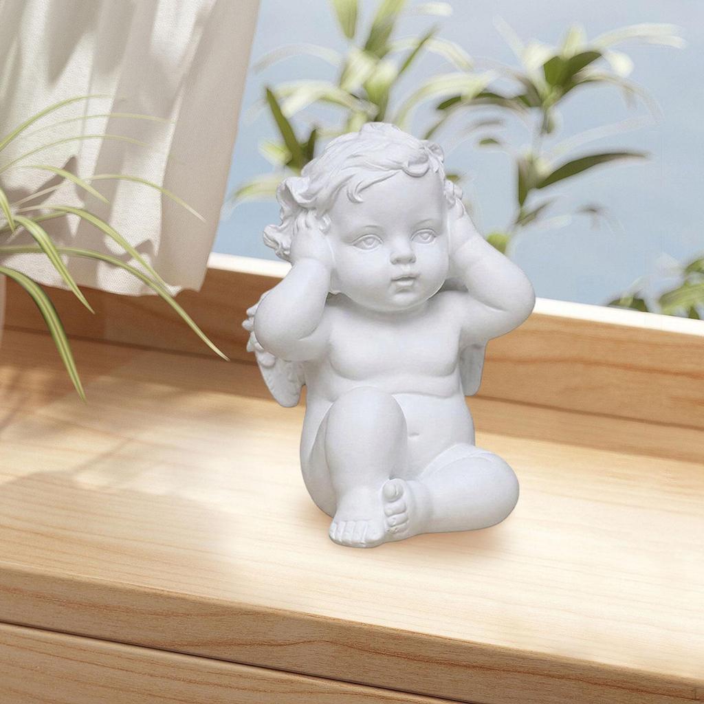 Angel Statue Resin Sculpture Decoration Retro Nordic Style Desktop Ornament for Living Room
