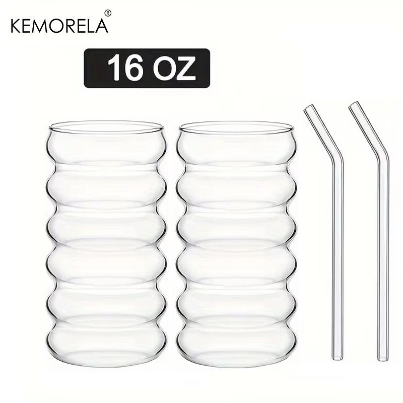 500ML 1/2/4 BUC Pahar Băutură Formă Val Cu Paie Pahare Vintage Pahare Ondulate pentru Vin Șampanie Cocktail