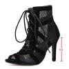 Aneikeh 7CM Middle Heel Ankle Strap Hollow Out Mesh Ankle Boots 2023 Fashion Summer Lace Up Cross-tied Peep Toe Surface Women Dress Shoes Size 35-43