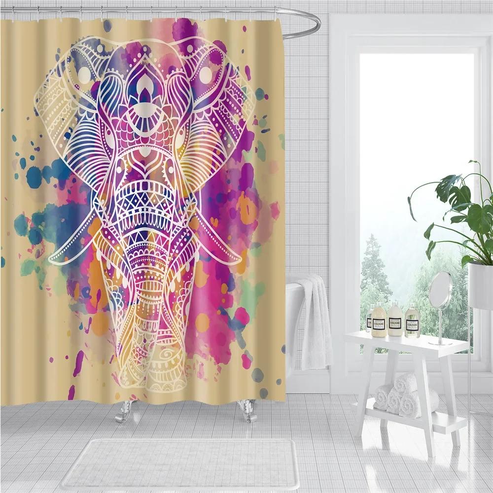 Abstract Geometric Stripes Printing Shower Curtains Home Hotel Bathroom Decoration Bath Curtains Waterproof Bathroom Curtains
