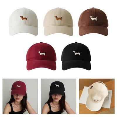 Cartoon Puppy Stitched Cotton Hat Lightweight Adjustable Closure Unisex Fashion Headwear 6 Colors