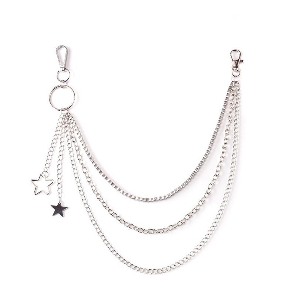 Fashion Punk Street Keychains Chain Moon Star Tassel Women Men Belt Chain Multilayer Hip Hop Biker Pants Chain Daily Wear
