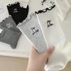 Fungus Edge Bow Korean Cute Socks Women's Medium Tube Socks Trendy Versatile Comfortable Breathable Stacking Socks