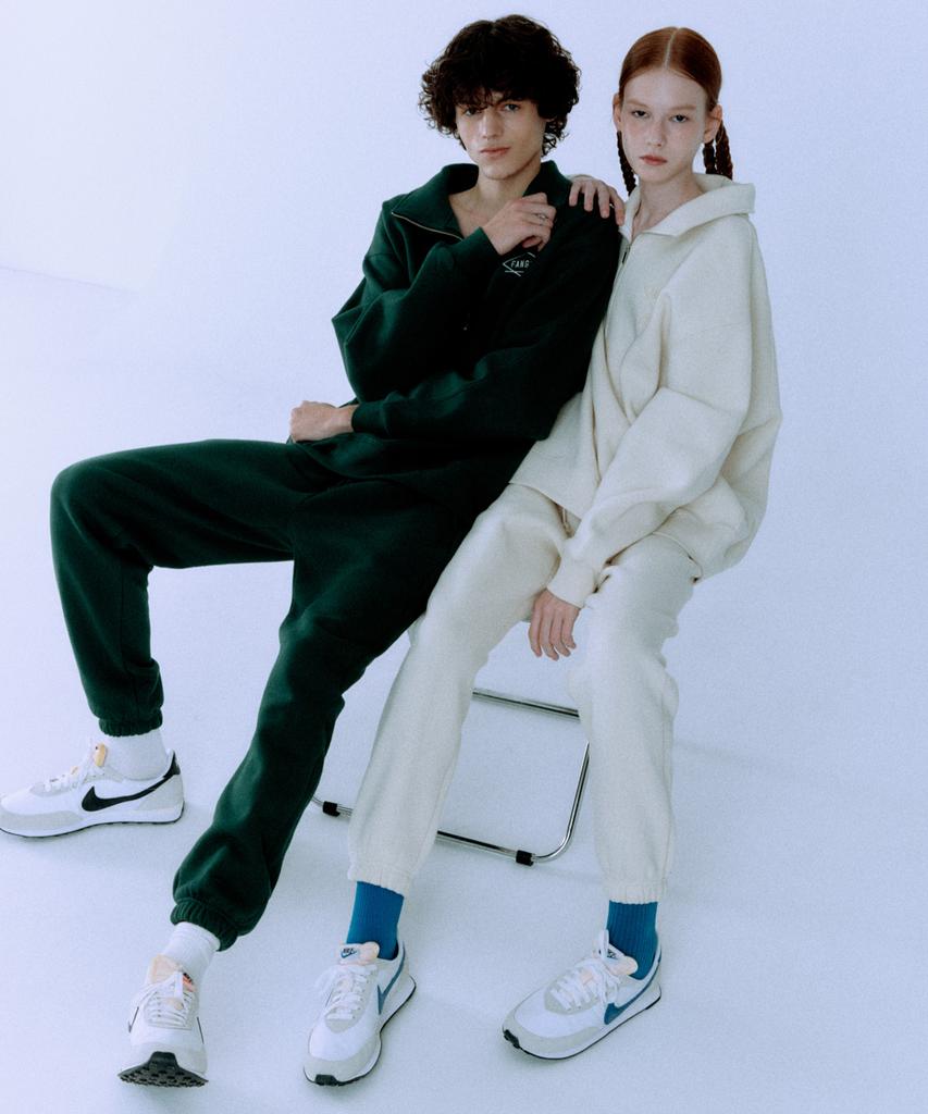 FANGOH F-Logo Embroidered Jogger Pants Cream
