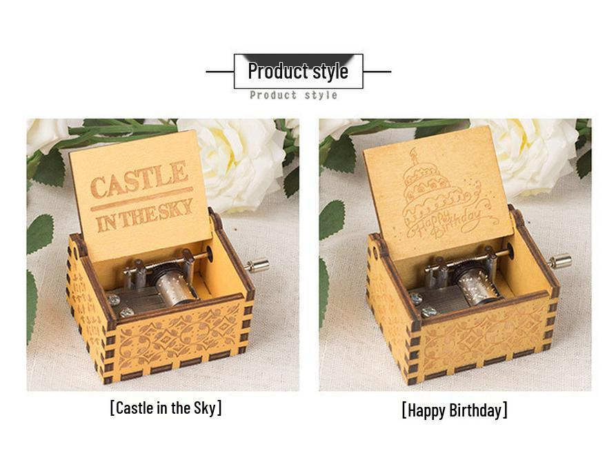 Handkurbel Harry Potter Schloss im Himmel Massivholz Spieluhr - Frohe Weihnachten für Alice