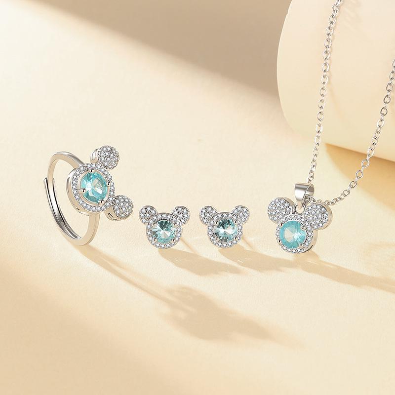 Mehrfarbiges Edelstein Königin Krone Halskette, Ring, Ohrringe & Anhänger Set für Frauen
