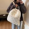 Schoolbag1011 New Large Capacity Lightweight Backpack Fashion Going Out Travel Bag Rhombus Cotton Clothing Bow Casual Backpack