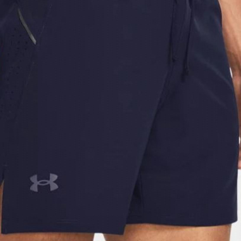 Under Armour Mid-Rise Drawstring Casual Shorts With Logo Print Men Bottoms Navy-Blue 1376508-410