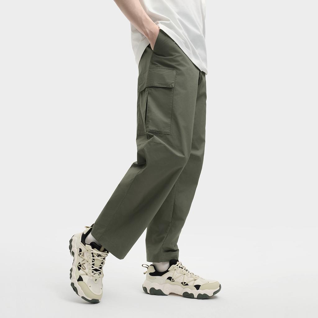 Fila Original Logo Fashion Simple Versatile Lace-Up Work Casual Pants Men Pants Sage-Green F11M529809F-GN