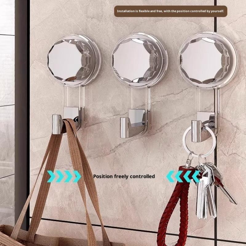 Powerful Suction Cup Hooks Traceless Heavy Duty Robe Towel Hook Keys Clothes Bag Hanger Hook Bathroom Kitchen Organizer Hook