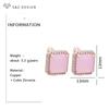 Fashion Square Pink Crystal Drop Earrings For Women Trendy Jewelry Rose Gold Color Wax Inlay Cubic Zirconia Eardrop