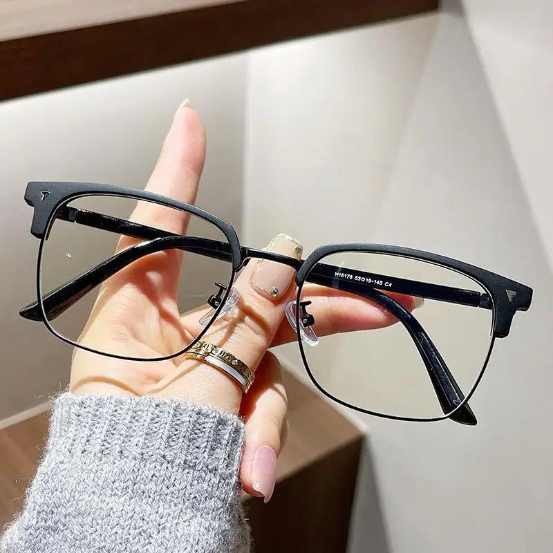Ladies Fashion Trend Optical Spectacle Eyeglasses Half Frame Blue Light Blocking Computer Eyewear for Men Women