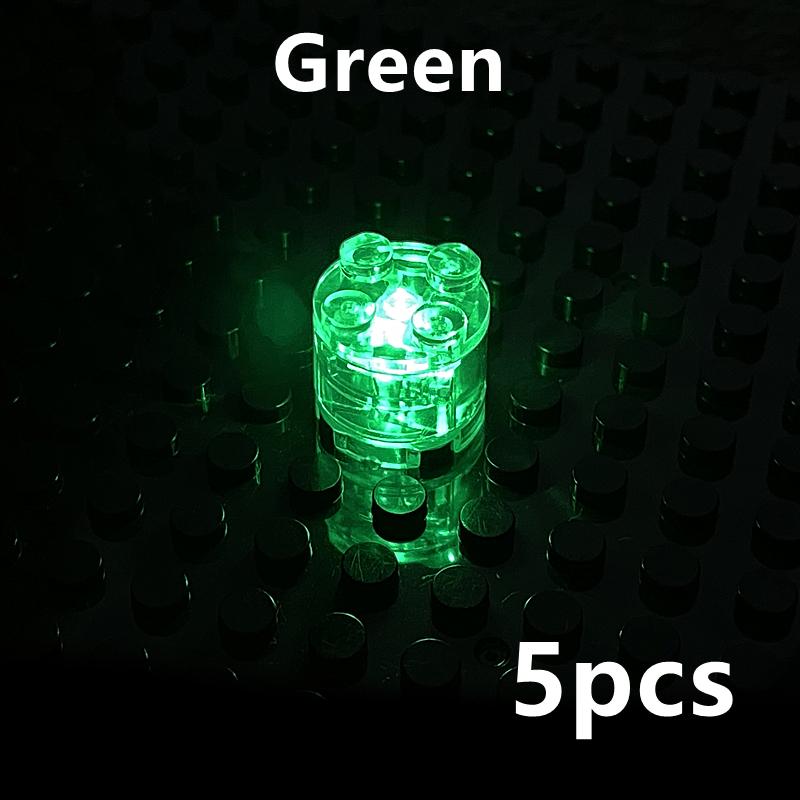 Non-Toxic 5Pcs 2X2 Dots Light Brick Luminescent Lamp Accessories Round Led Light Up Colorful Education Light-Emitting Building Blocks