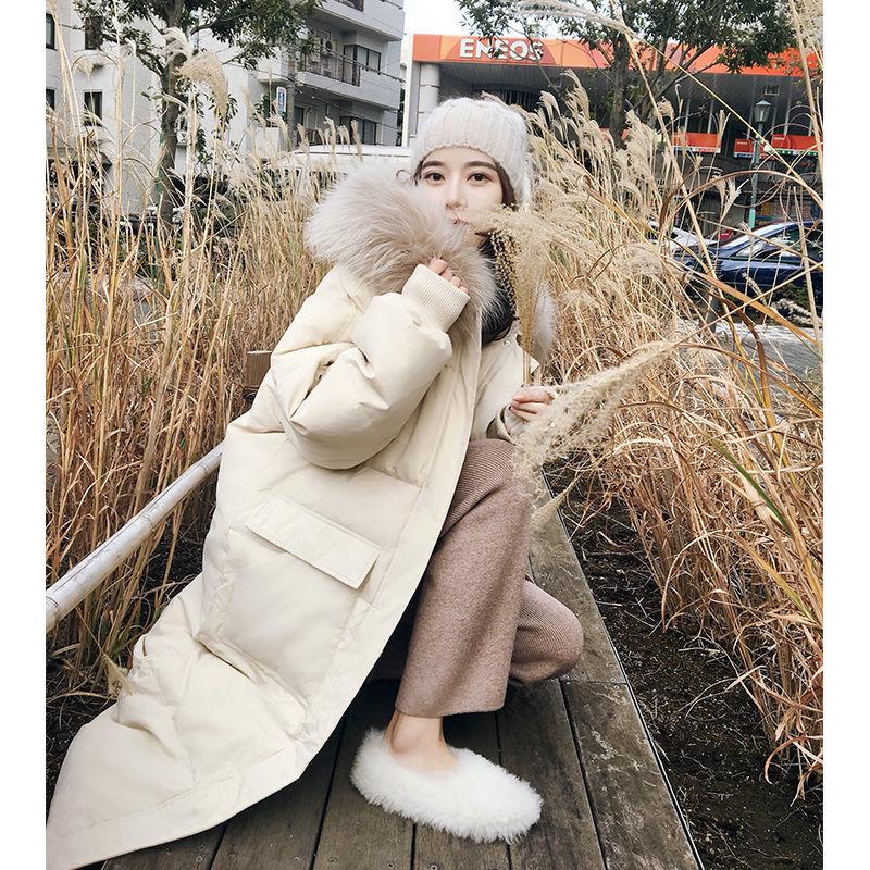 

Женское зимнее хлопковое пальто средней длины с меховым воротником 2023 - Корейский стиль, Свободный крой, Утепленное, Модный дизайн XL (145-165 lbs) абрикосовый