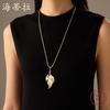 Neue Emaillefarbe unregelmäßiges Blatt gewebtes Seil langer Anhänger Damen Retro High-End Blatt lange Halskette