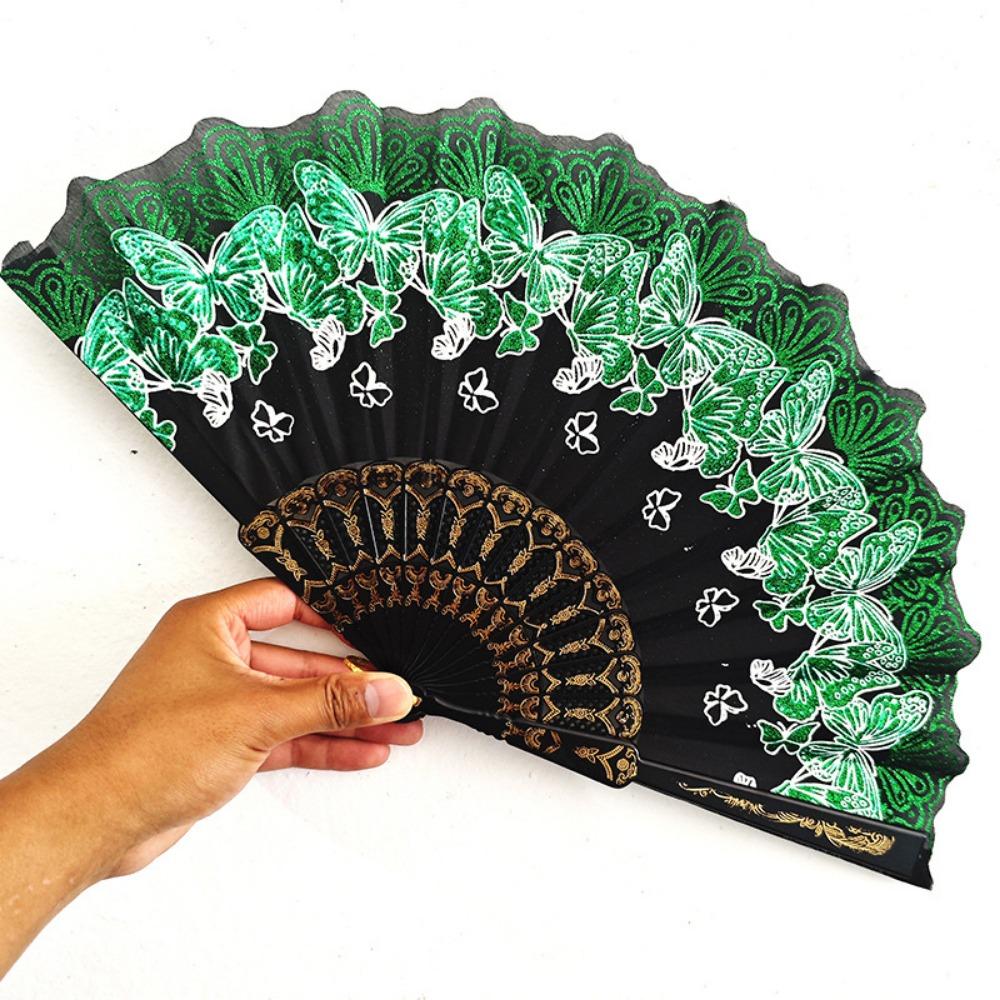 Embroidered Folding Fan Hot Stamping Handheld Fan Gifts Hand Held Party Decoration