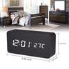 Creative Fashion Digital Alarm Clock with Indoor Temperature and Humidity Digital Wood Table Clock Wooden Desk Alarm Clock