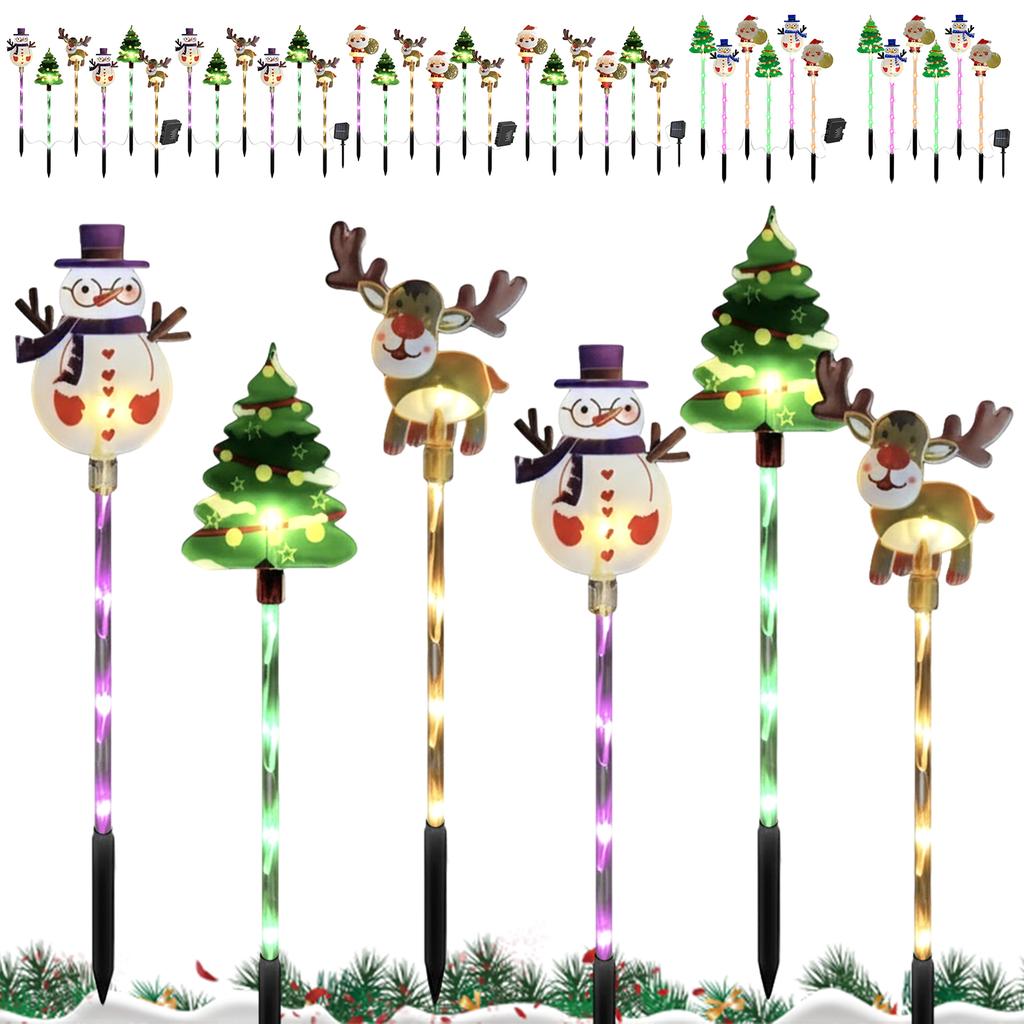 6-Pack Moving Christmas Lights Solar Christmas Garden Stake Lights Outdoor Yard Lights for Garden Decorations Lawn Pathway Patio
