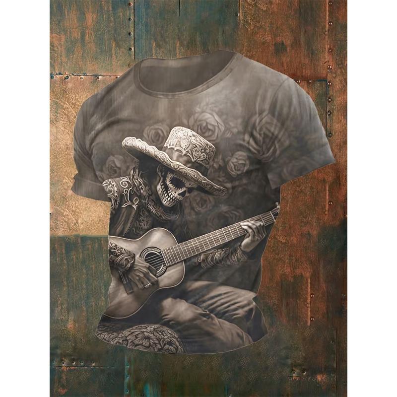 Vintage Men's T-shirts Dark Skull Graphic 3D Printed T Shirts Men Women Hip Hop Short Sleeve O-Neck Tee Loose Casual Street Tops