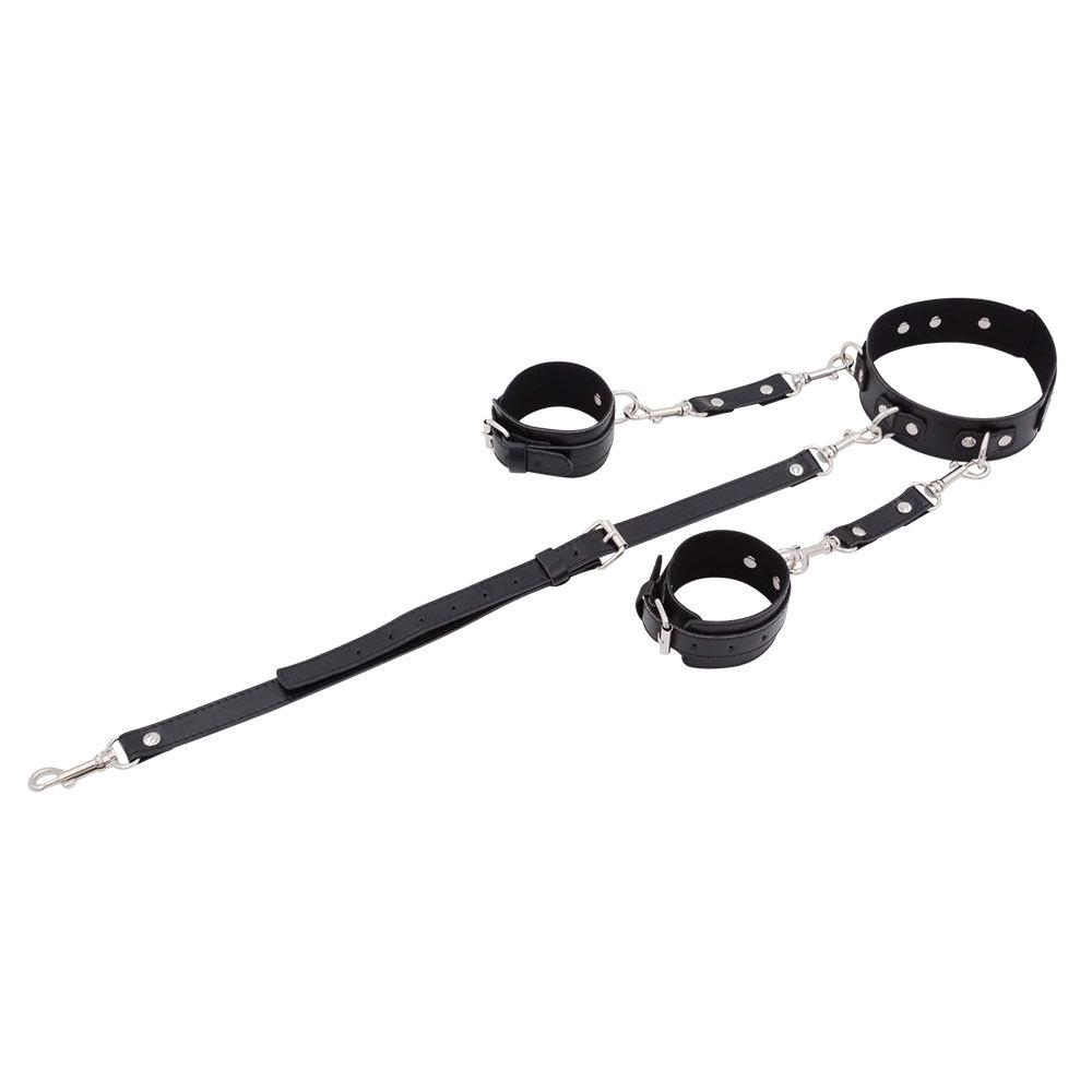 SM Binding Props Hand Neck Bondage Training Adult Sex Toys Sexy Sex Product Leather Handcuffs Collar