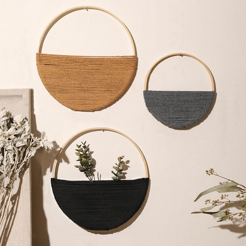 2pcs Woven Double Circular Wall Hanger Hand Woven Wall Hanging Macrame Wall Hanging
