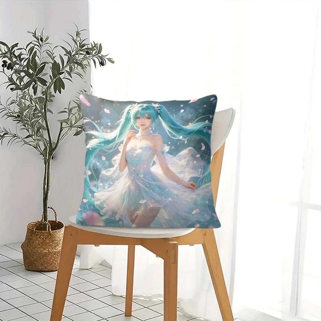 Hatsune Miku Anime Throw Pillow, Digital Print, Includes Pillow Core, Decor For Sofa Bedroom, Ideal Gift For Anime Fans
