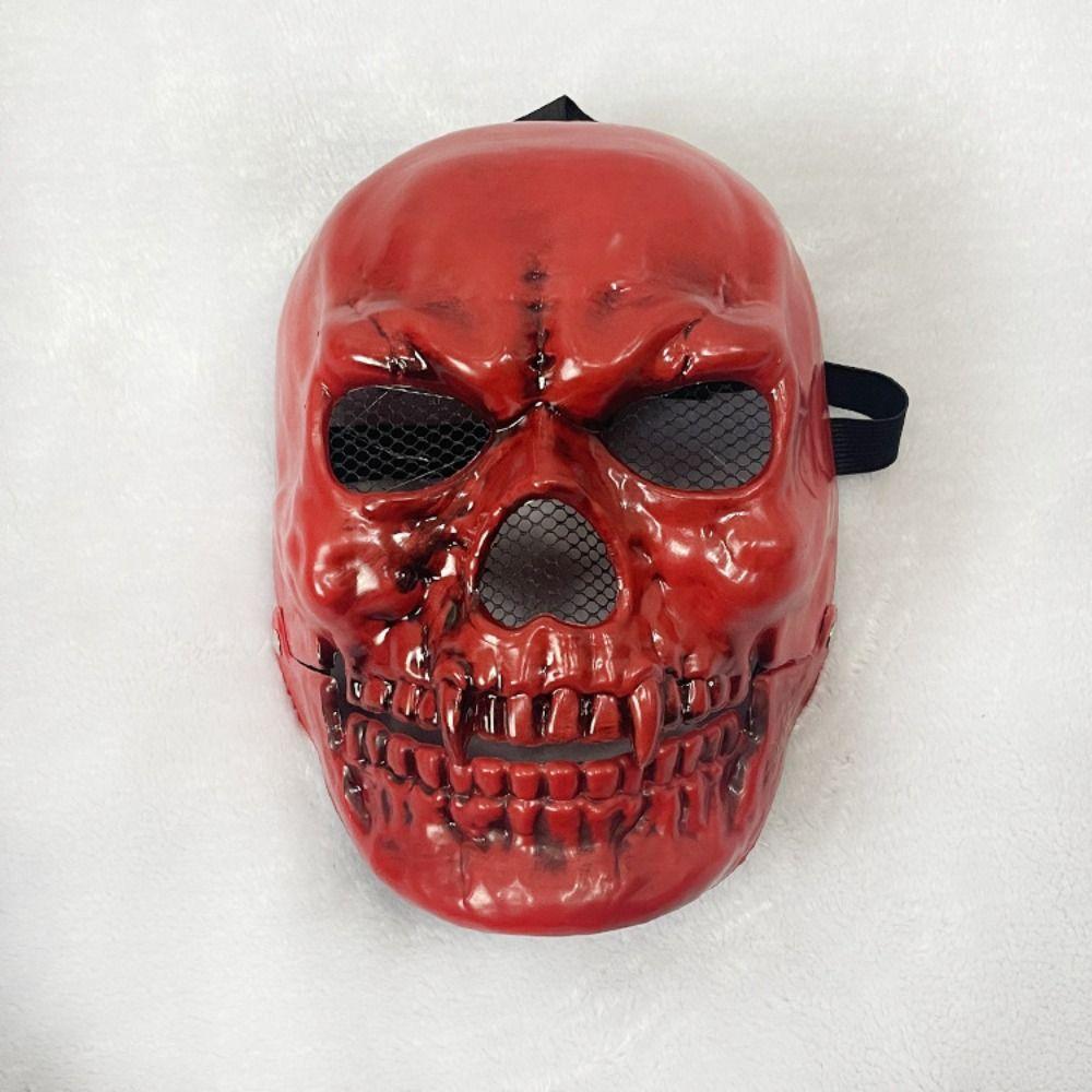 Adjustable Moving Mouth Skull Mask Bloody Effect Scary Skull Headgear  Masquerade Party