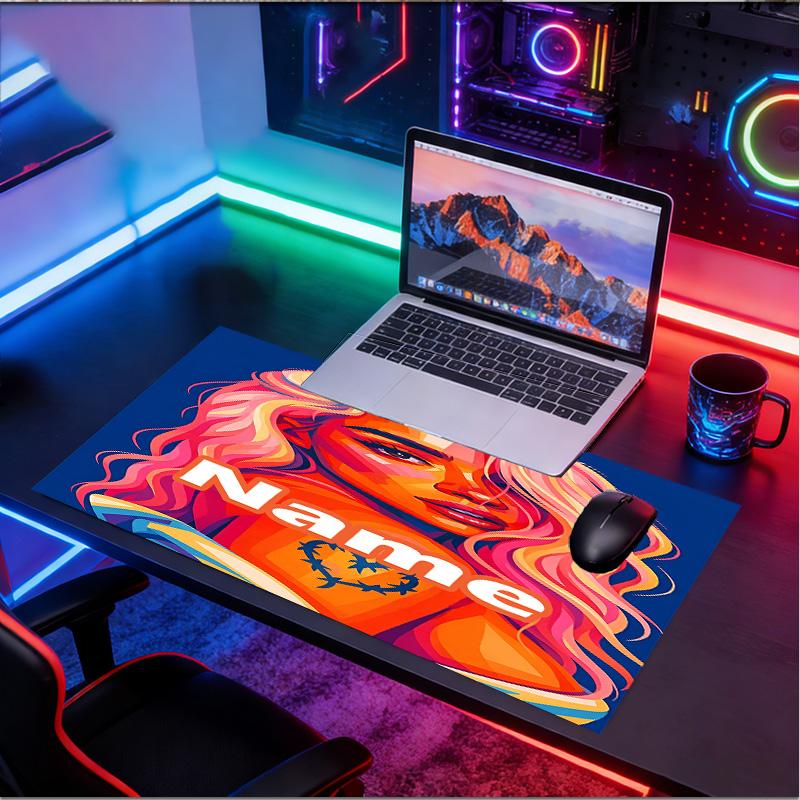 Custom Name Personalized Karol G Pattern Mousepad, Laptop PC Desk Mat, Decorative Desk Mat for Home Keyboard Pad Gift