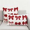Throw Pillow Case with Tufted Embroidered Bows Design Decorative Cushion Cover for Elegant Living Room Bedroom Decors