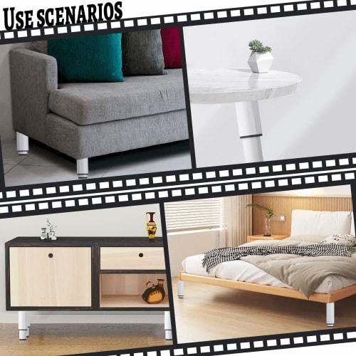 XINMEIWEN 8-Pack Adjustable Metal Furniture Legs, 10-16.5 Inch, Heavy-Duty Cabinet Feet Legs, Bed Center Frame Slat Support Legs, with 16 Screws for T