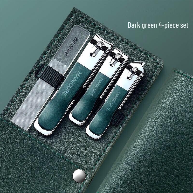 Stainless Steel Nail Clippers Set: Portable Mani-Pedi Tools with Ear Pick, Pedicure Knife, Oblique Clippers, and Dead Skin Scissors.