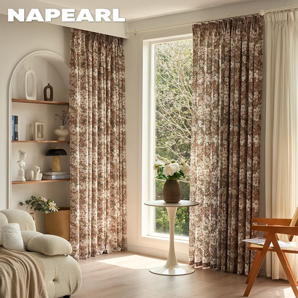1PC NAPEARL Tende Oscuranti Stile Campagna Francese Tenda Finestra Stampata con Fiori Dipinti a Mano per Camera da Letto Soggiorno Decorazione Casa
